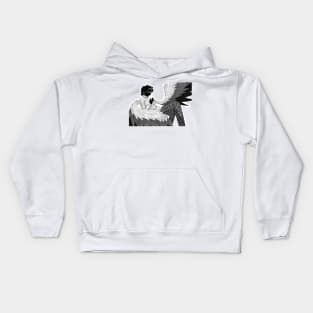 Angel drinking coffee Kids Hoodie